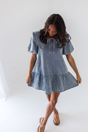 Always Be Waiting For Me Denim Dress