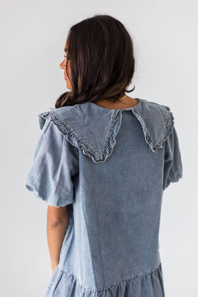 Always Be Waiting For Me Denim Dress